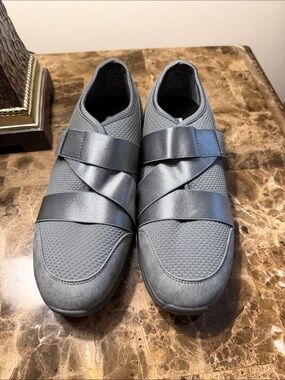 DREW Women's Charcoal Gray Slip-On Athletic Sneakers with Elastic Cross Straps